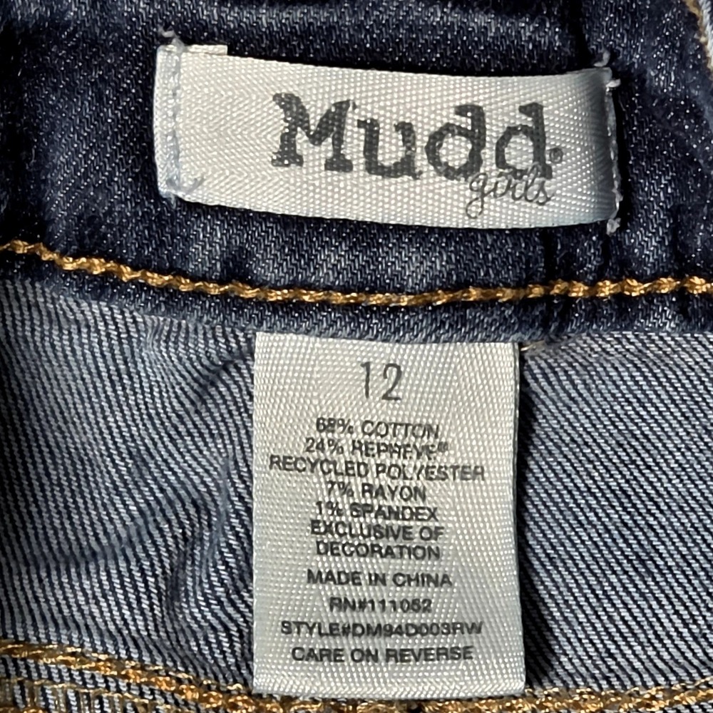 Mudd Girls Dark Wash Straight Leg Stretch Denim Jeans Size 12 DM94D003RW - Picture 2 of 3